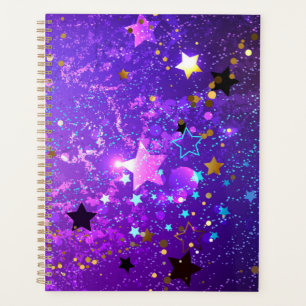 Agenda Fondo de Relieve metalizado púrpura con estrellas