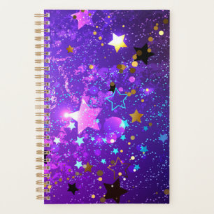 Agenda Fondo de Relieve metalizado púrpura con estrellas