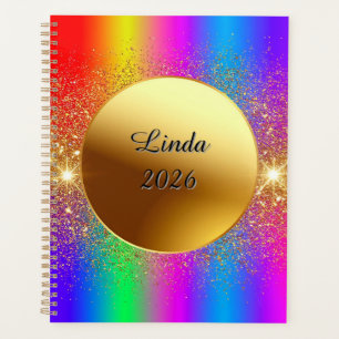 Agenda Fondo degradado colorido con círculo dorado