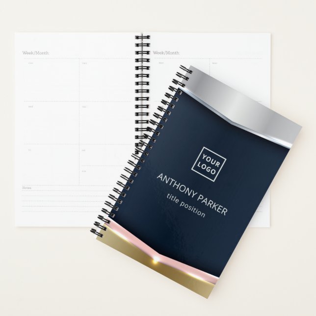 Agenda Fondo metálico con banda rosa (Demostración)