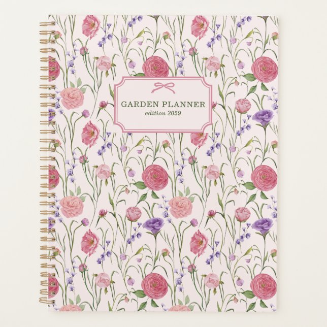 Agenda Fondo rosa claro, prado, jardín florido (Anverso)