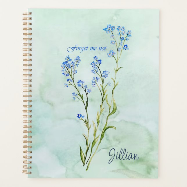 Agenda Forget me not Custom Watercolor Garden Flower (Anverso)