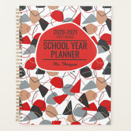 Agenda Forma de resumen rojo, carbón vegetal y blanco