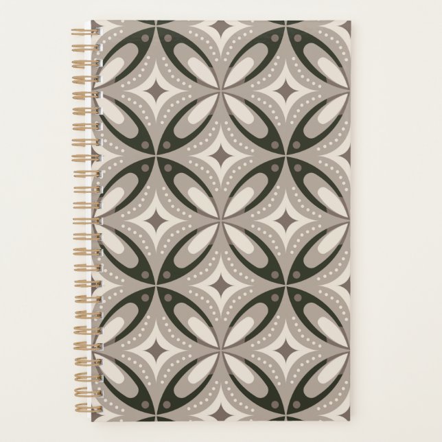Agenda Formas circulares retro beige y marrón (Anverso)