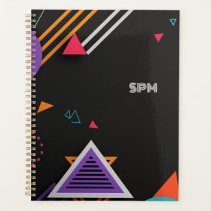 Agenda Formas de colores vivos sobre un fondo oscuro