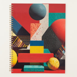 Agenda Formas geométricas coloridas sobre fondo rojo