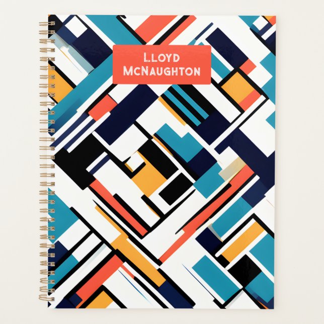 Agenda Formas geométricas retro personalizadas 2024 plann (Anverso)