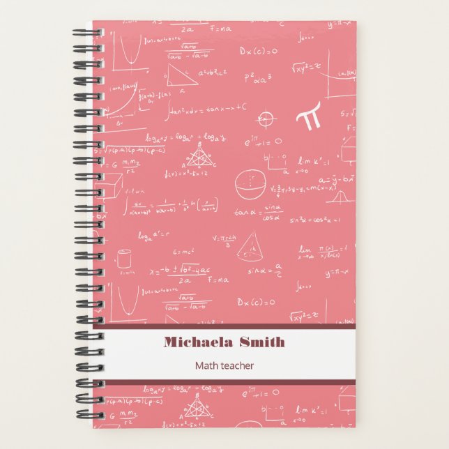 Agenda Fórmulas de ecuaciones matemáticas rosadas (Anverso)