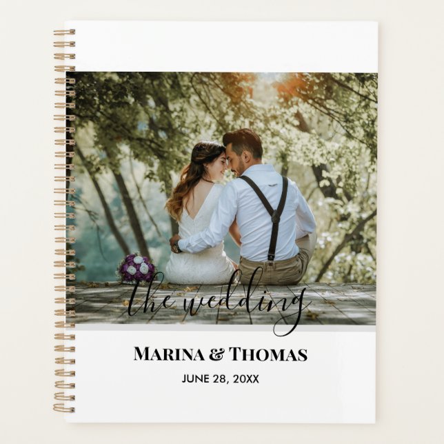 Agenda Foto Boda personalizada con caligrafía moderna (Anverso)