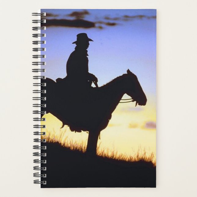 Agenda Foto de caballo Equine Western Cowboy Sunset Silho (Anverso)