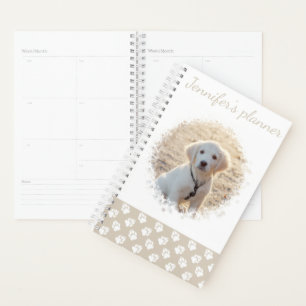Agenda Foto de mascota personalizada y patas beige y blan