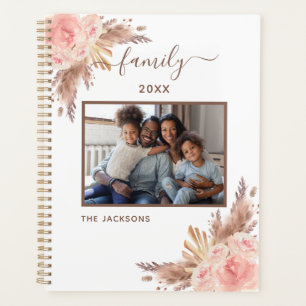Agenda Foto familiar pampas pasto rosa floral blanco 2026