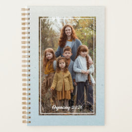 Agenda Foto Familiar Personalizada Acuarela Azul Suave