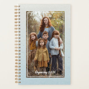 Agenda Foto Familiar Personalizada Acuarela Azul Suave