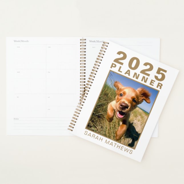 Agenda Foto Mascota Dog Gold Nombre blanco simple 2025 (Demostración)