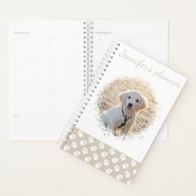 Agenda Foto Mascota personalizado Y Papas Beige Y Blanco  (Demostración)