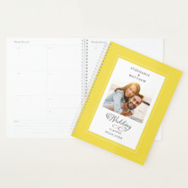 Agenda Foto personalizada boda amarilla blanca escritura