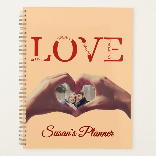 Agenda Foto personalizada con acrónimo de AMOR  (Anverso)