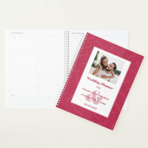 Agenda Foto personalizado de moda Boda rojo magenta mensu