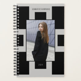 Agenda Foto única geométrica de mujeres negras y grises 2