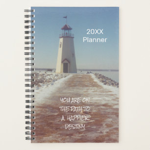 Agenda Fotografía de faro inpiracional de destino feliz