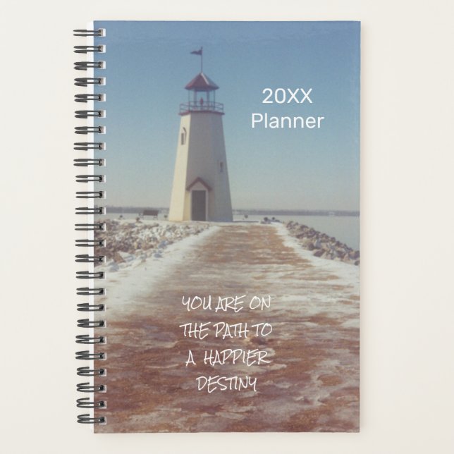 Agenda Fotografía de faro inpiracional de destino feliz (Anverso)