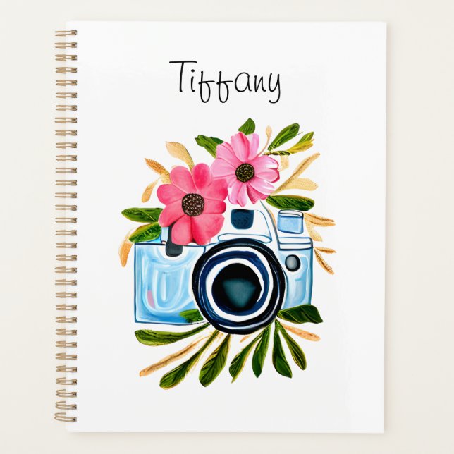 Agenda Fotografía personalizada Flores de cámara de época (Anverso)