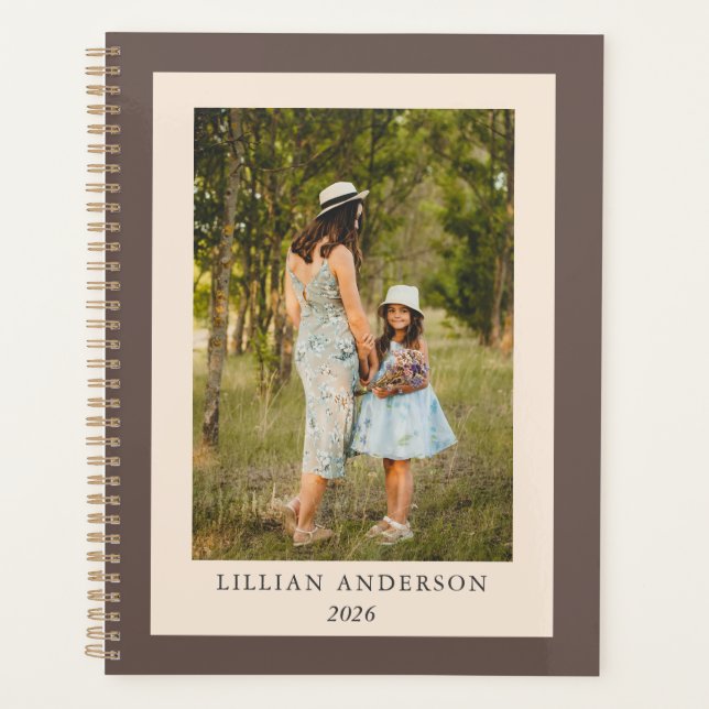 Agenda Fotografía personalizada y simple Boho Brown (Anverso)