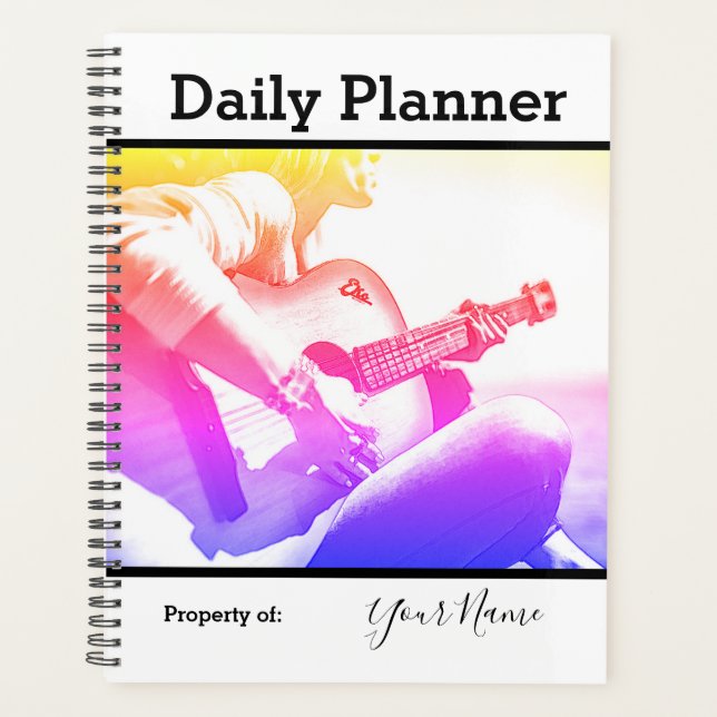 Agenda Fotomontólogo de guitarra hembra de planner diario (Anverso)