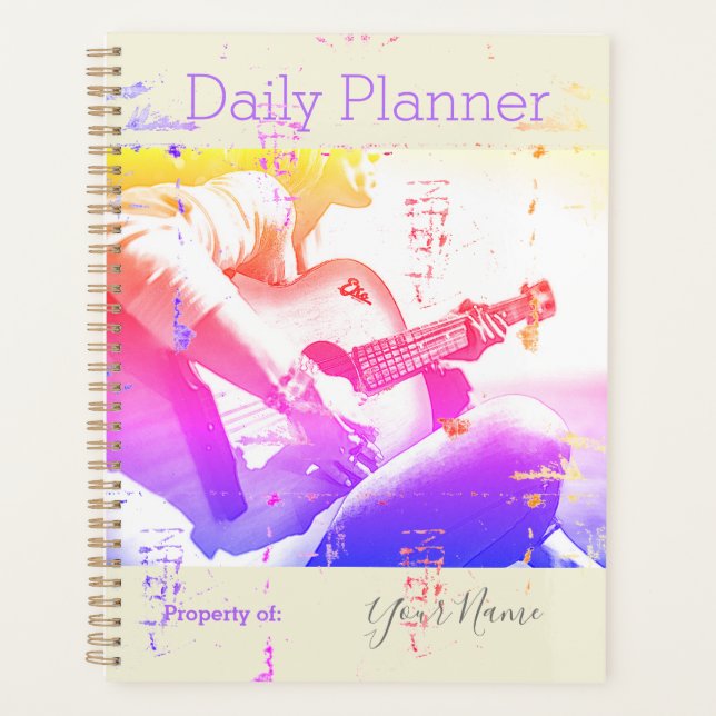 Agenda Fotomontólogo de guitarra hembra de planner diario (Anverso)