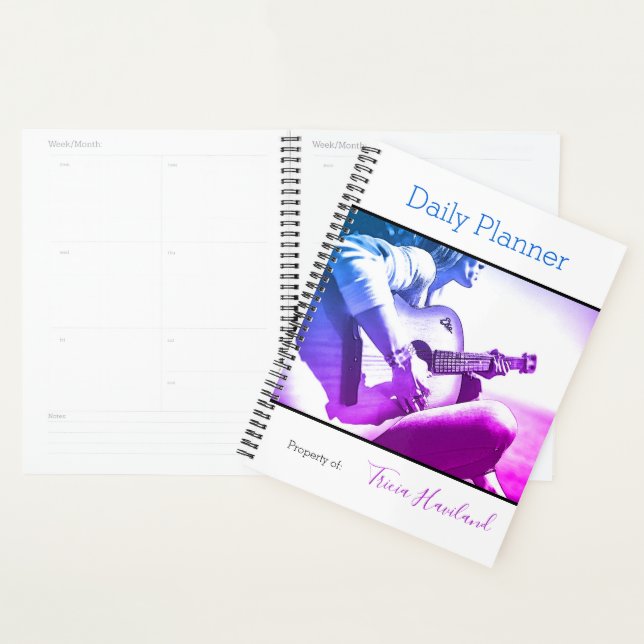 Agenda Fotomontólogo de guitarra hembra de planner diario (Demostración)