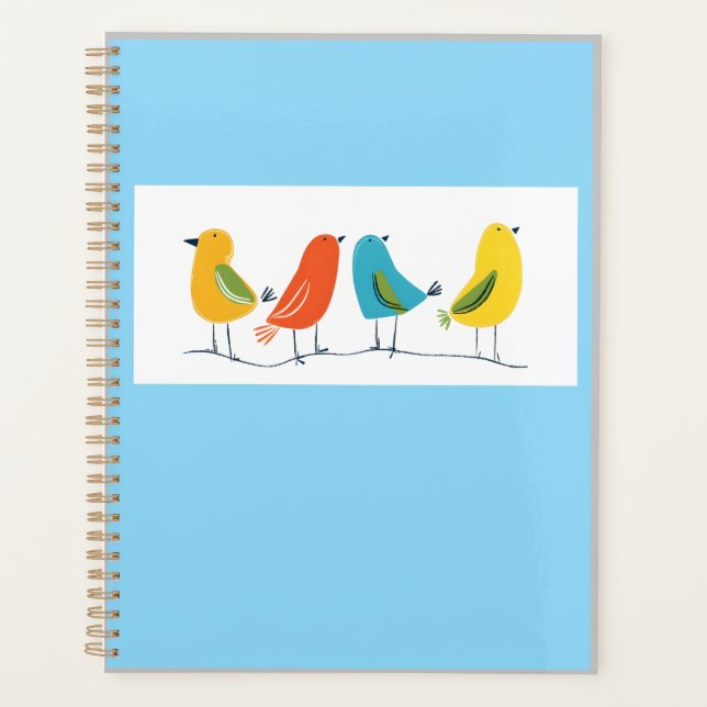 Agenda Four Birds Perched on a Twig Notebook (Anverso)