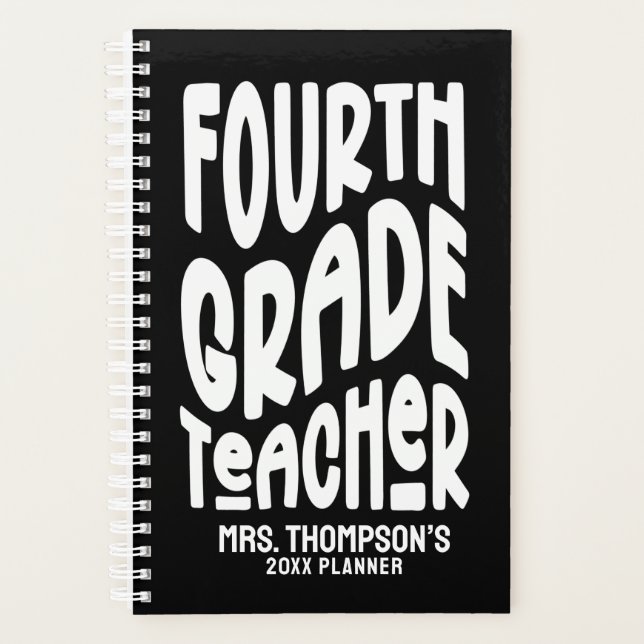 Agenda Fourth Grade Teacher Minimalist Typography  (Anverso)