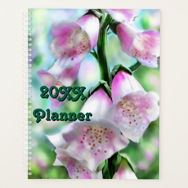 Agenda Foxglove Flor Pink Púrpura Verde Jardín Blanco (Anverso)