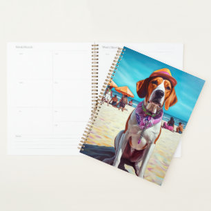 Agenda Foxhound inglés americano en la playa, regalo de v