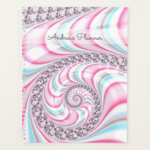Agenda Fractal de espiral de caña azul pastel