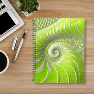 Agenda Fractal en espiral abstracto moderno de color verd
