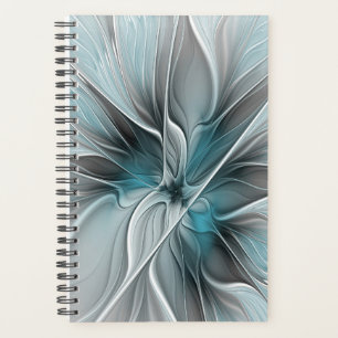 Agenda Fractal floral moderno abstracto flor azul gris