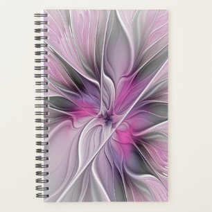 Agenda Fractal floral moderno abstracto flor rosa gris