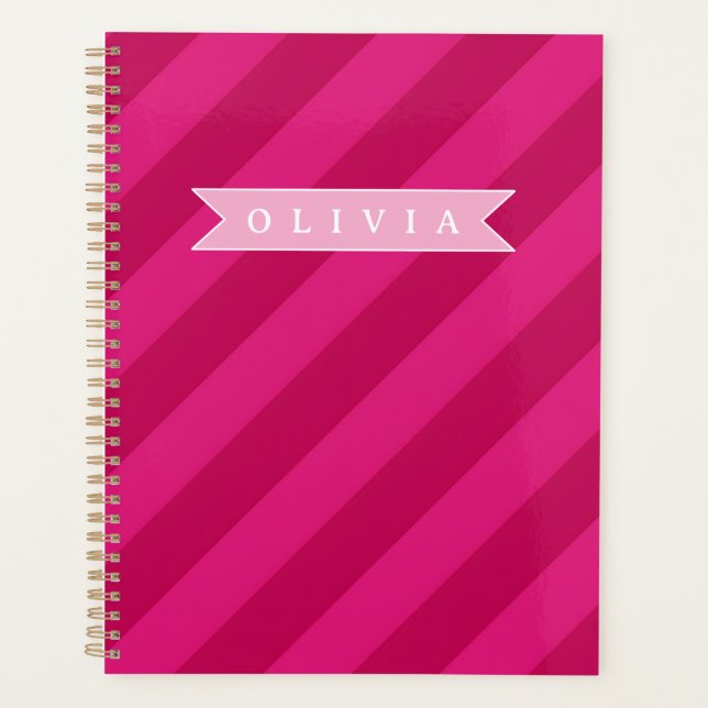 Agenda Franja Rosa Moderna Divertida Personalizada (Anverso)