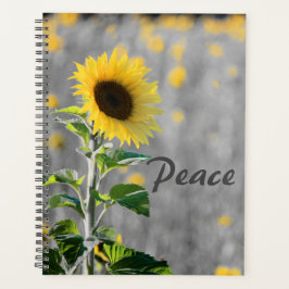 Agenda Frase "Paz", campo de los girasoles, blanco y negr