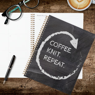 Agenda Frase personalizable Café. Tejer. Repetir.