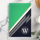 Agenda Frases abstractas de Green Manly Retro Monograma P<br><div class="desc">Añada su monograma para hacer su propio producto único.</div>