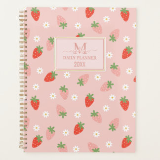 Agenda Fresas rosadas y rojas dulces Monograma diario