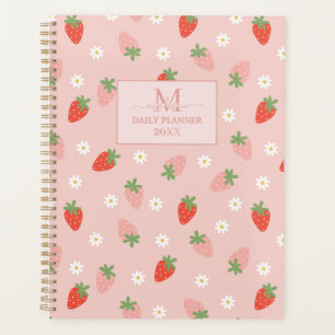 Agenda Fresas rosadas y rojas dulces Monograma diario