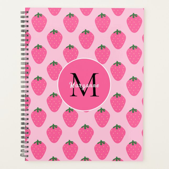 Agenda Fresas rosas, lindas personalizadas (Anverso)