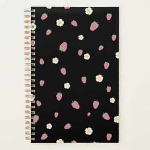 Agenda Fresas y flores Patrón negro