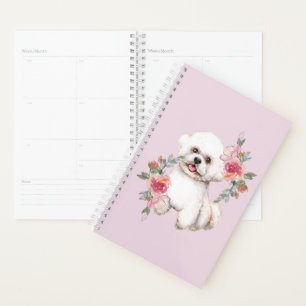 Agenda Frisa de Bichon con flores acuarela arte