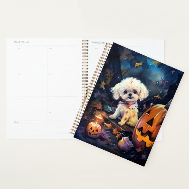 Agenda Frisa de Bichon de Halloween con calabazas asustad (Demostración)