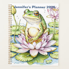 Agenda Frog on Lily Pad 2026 , Whimsical Frog,  